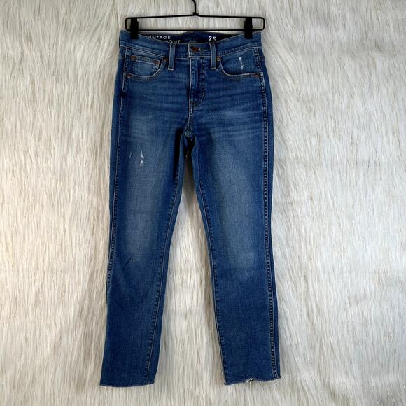 J Crew Womens Vintage Slim Straight Med Wash Jeans BD358 SP 2022 Stretch 25 - Picture 13 of 14